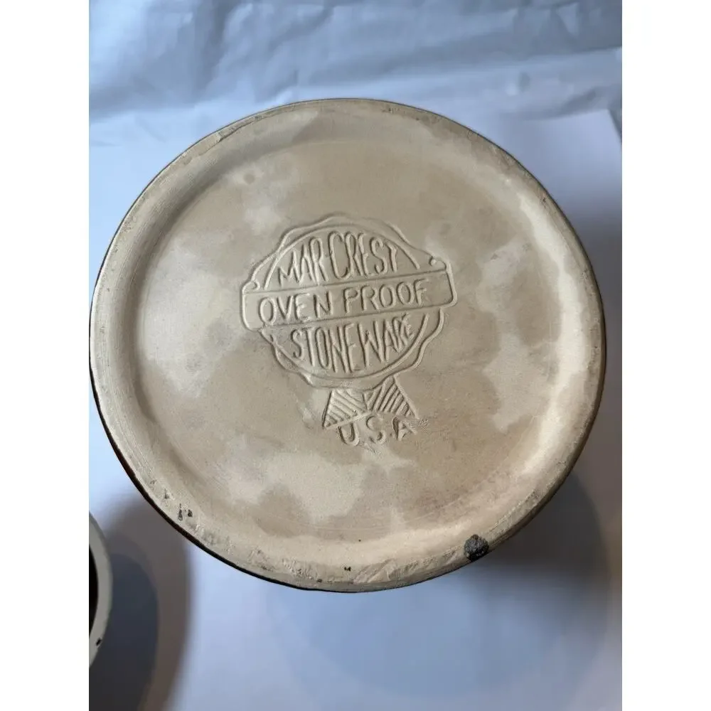 Vintage Marcrest Daisy & Dot Stoneware Cookie Jar & Lid, w/ Lid USA 7 x 6 in
